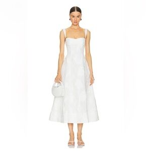 Clea Emilia Dress in Cloud Jacquard White Midi size Medium